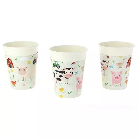 6 vasos de animales de granja - reciclables