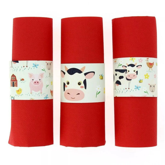 6 servilleteros de papel animales de granja redondos