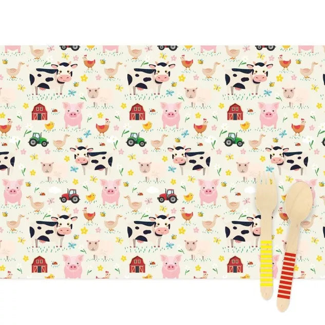 6 manteles individuales de animales de granja