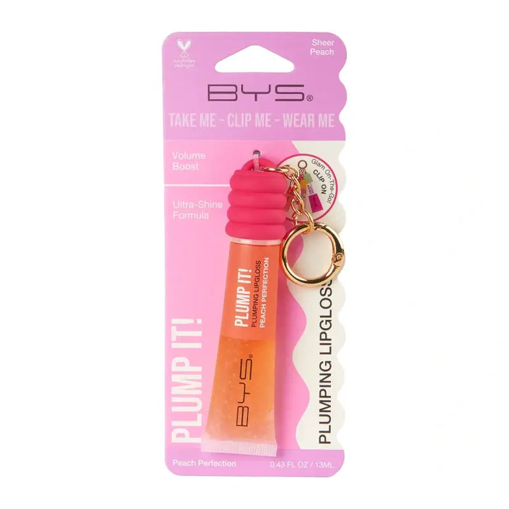 BYS Brillo de Labios Voluminizador y Llavero para Llevar Melocotón