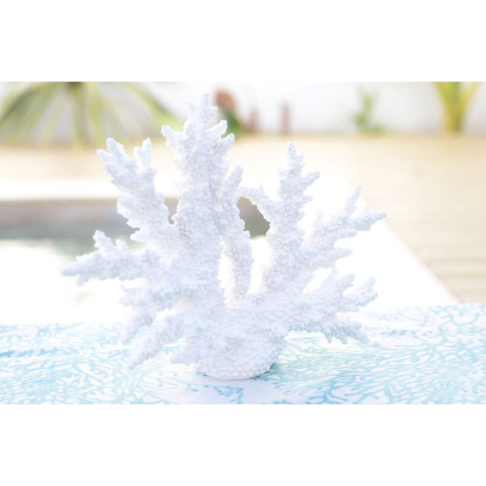 Coral decorativo blanco de poli resina, 34x13x27 cm