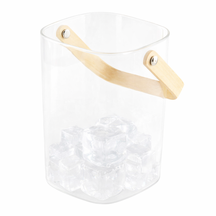 Cubo de hielo con mango de madera 11.5x11x15.5cm