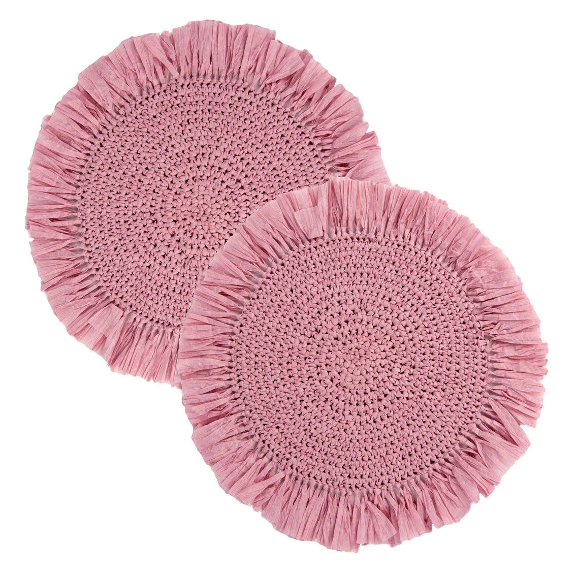 Manteles individuales de rafia color rosa para mesa - Pack de 2