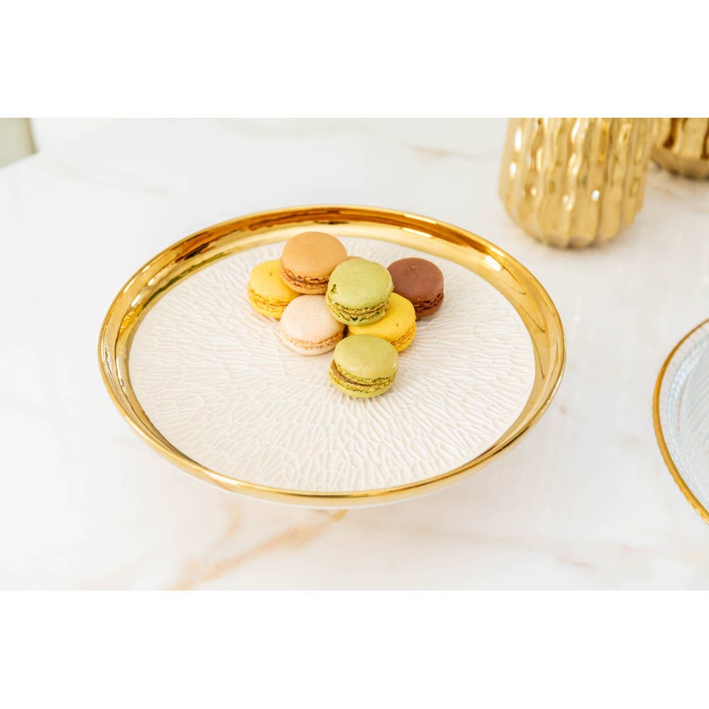 Plato para tarta crema con borde dorado