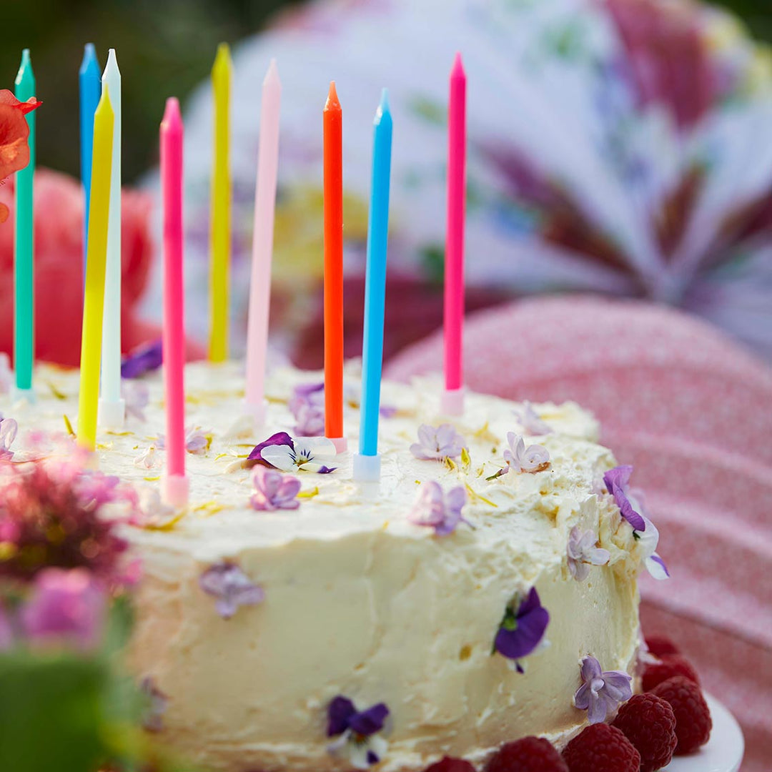 Velas de cumpleaños arcoíris largas - Paquete de 16