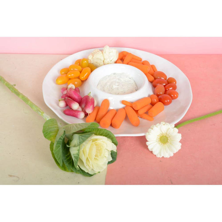 Plato aperitivo blanco en melamina 35x35x3cm