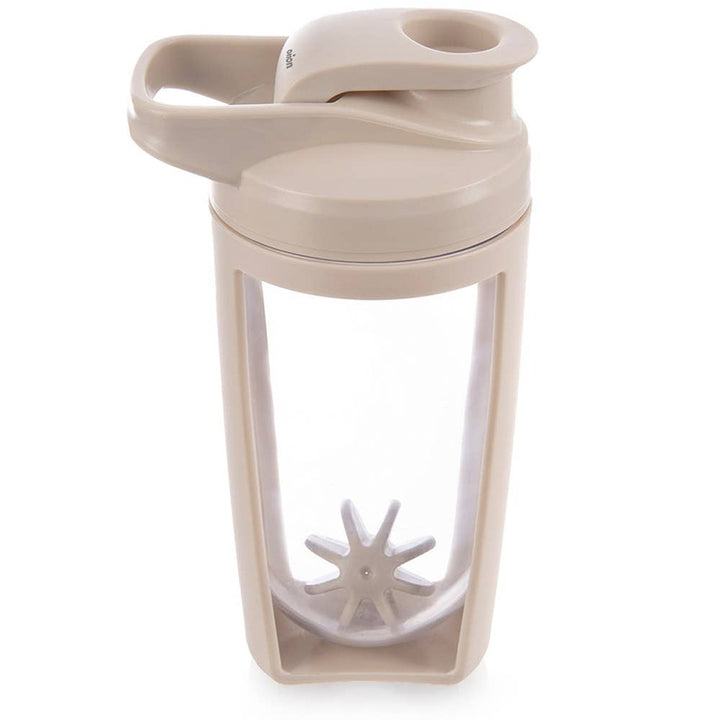 Botella shaker de proteína Tritan con bola mezcladora beige 700 ml 128709