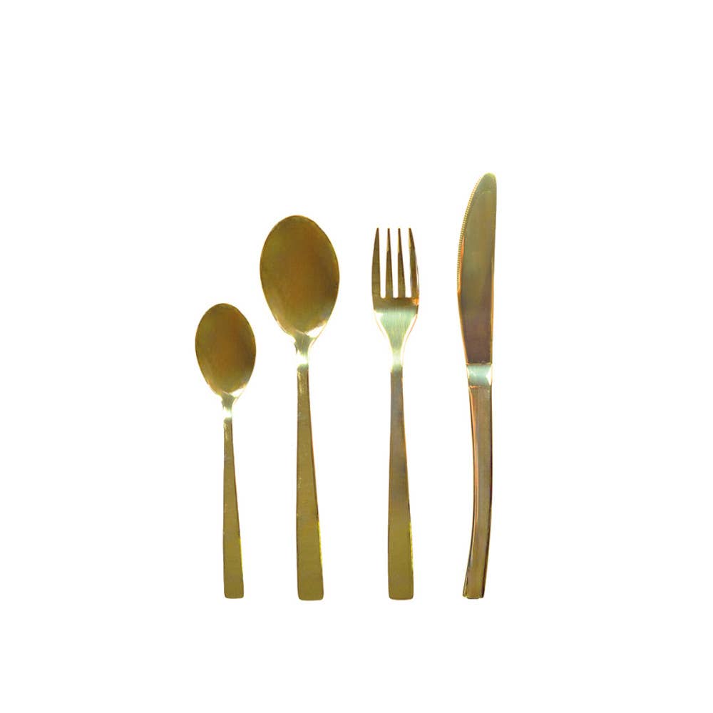 Juego de cubiertos champagne brillante de 24 piezas