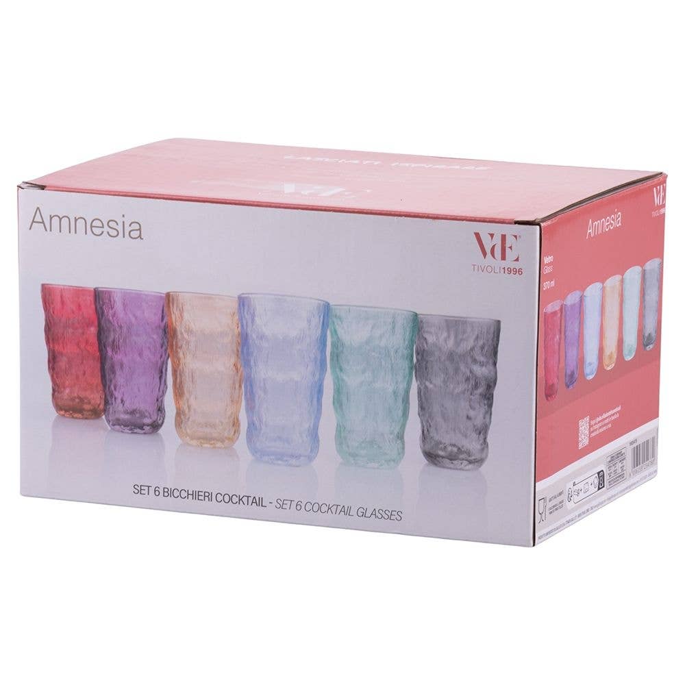AMNESIA COLORS SET DE 6 VASOS DE CÓCTEL 370 ML SURTIDOS
