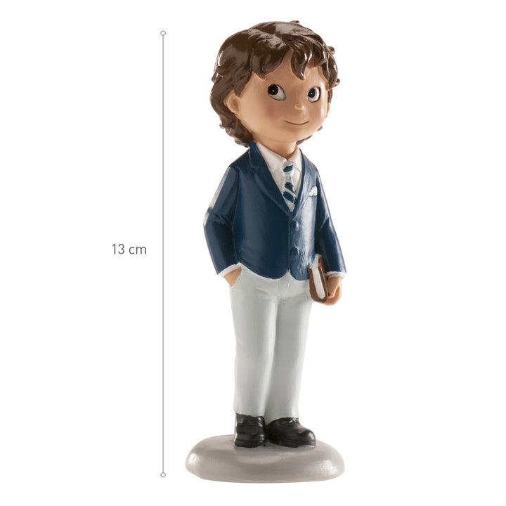 FIGURA TARTA COMUNIÓN NIÑO TRAJE AZUL PEDRO 13 CM