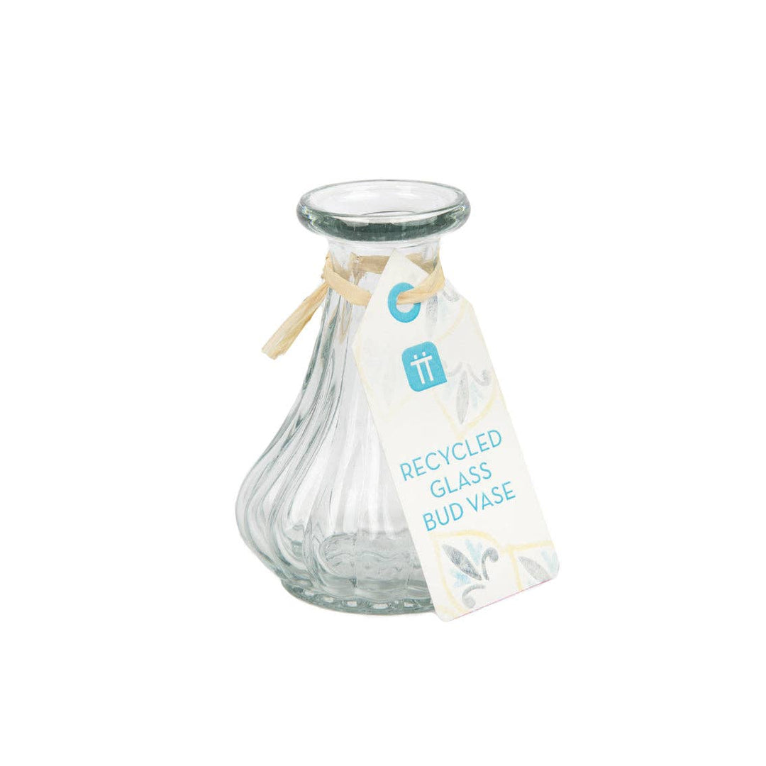 Jarrón pequeño de vidrio reciclado transparente | Decoración del hogar | decoración de fiesta