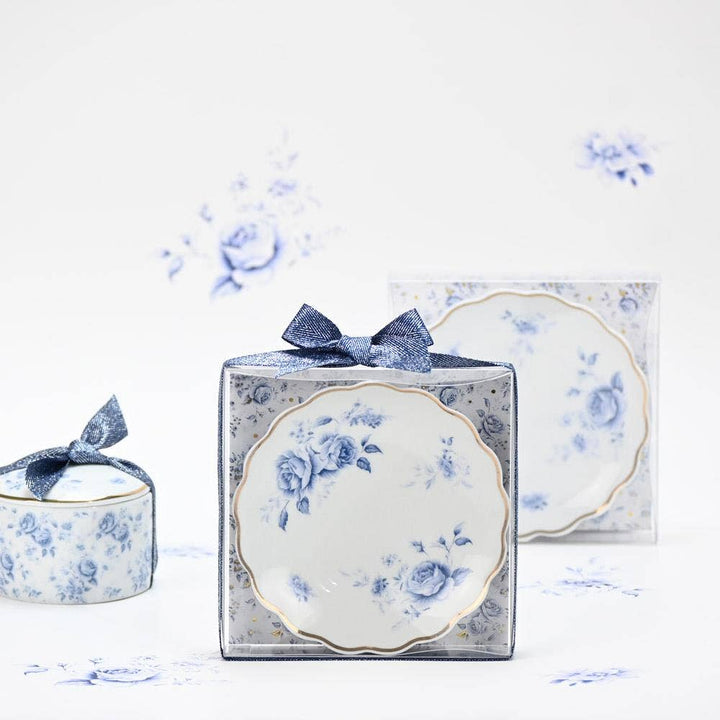 Platito portajoyas de porcelana Flores Azules de SoapTales