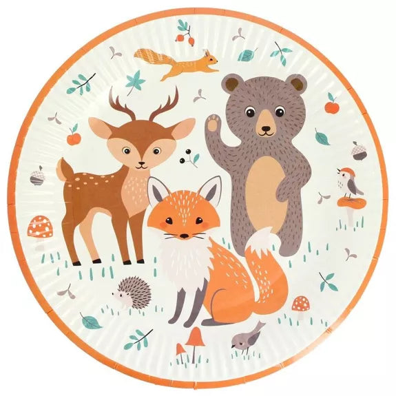 6 platos de animales del bosque - reciclables