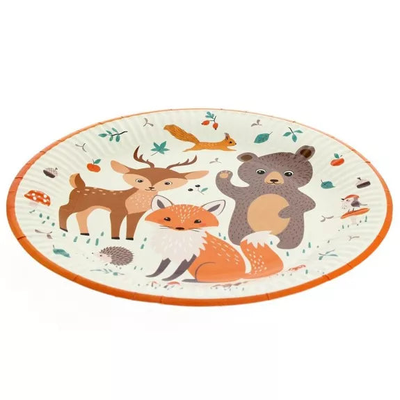 6 platos de animales del bosque - reciclables