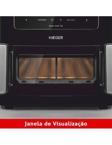Freidora Digital sin Aceite HAEGER Super Cook 10L - 10 L, 10 Programas, 2 Cubetas, 2600 W
