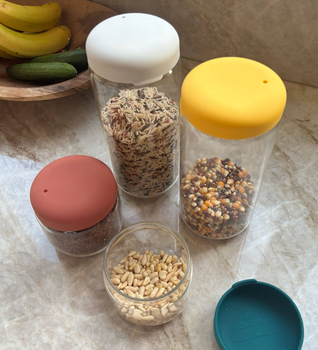 Tarro de almacenamiento de alimentos en vidrio de borosilicato 1000 ml