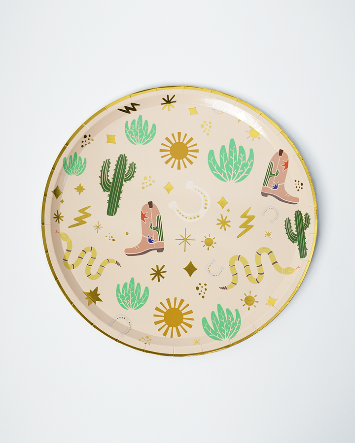 Platos de papel viejo oeste (x12) - Colección Fiesta Oeste