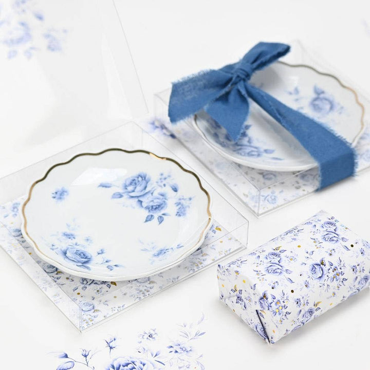 Platito portajoyas de porcelana Flores Azules de SoapTales
