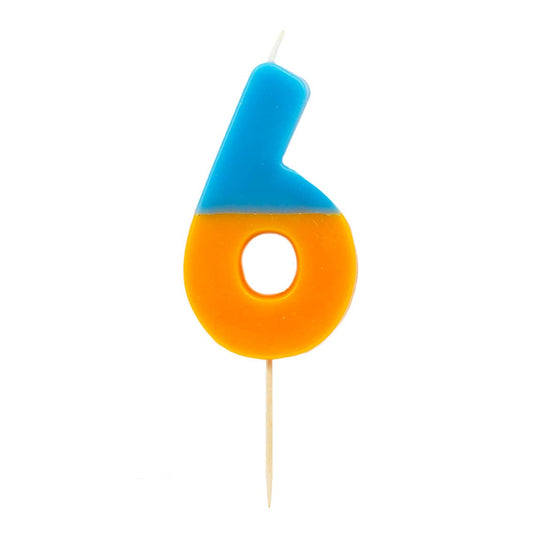 Vela número 6 de cumpleaños de 2 tonos, naranja degradado