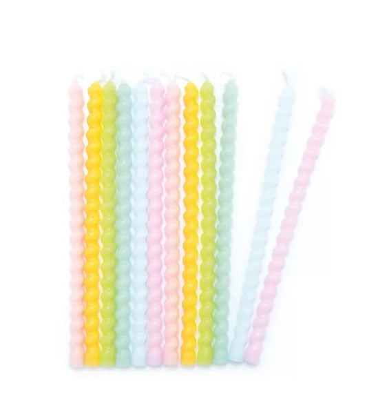 12 velas torcidas pastel largas 12 cm