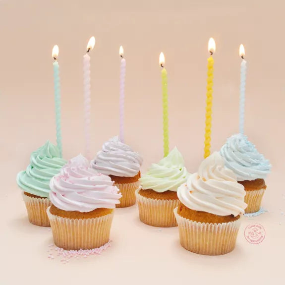 12 velas torcidas pastel largas 12 cm