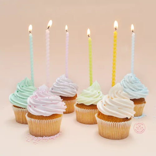 12 velas torcidas pastel largas 12 cm