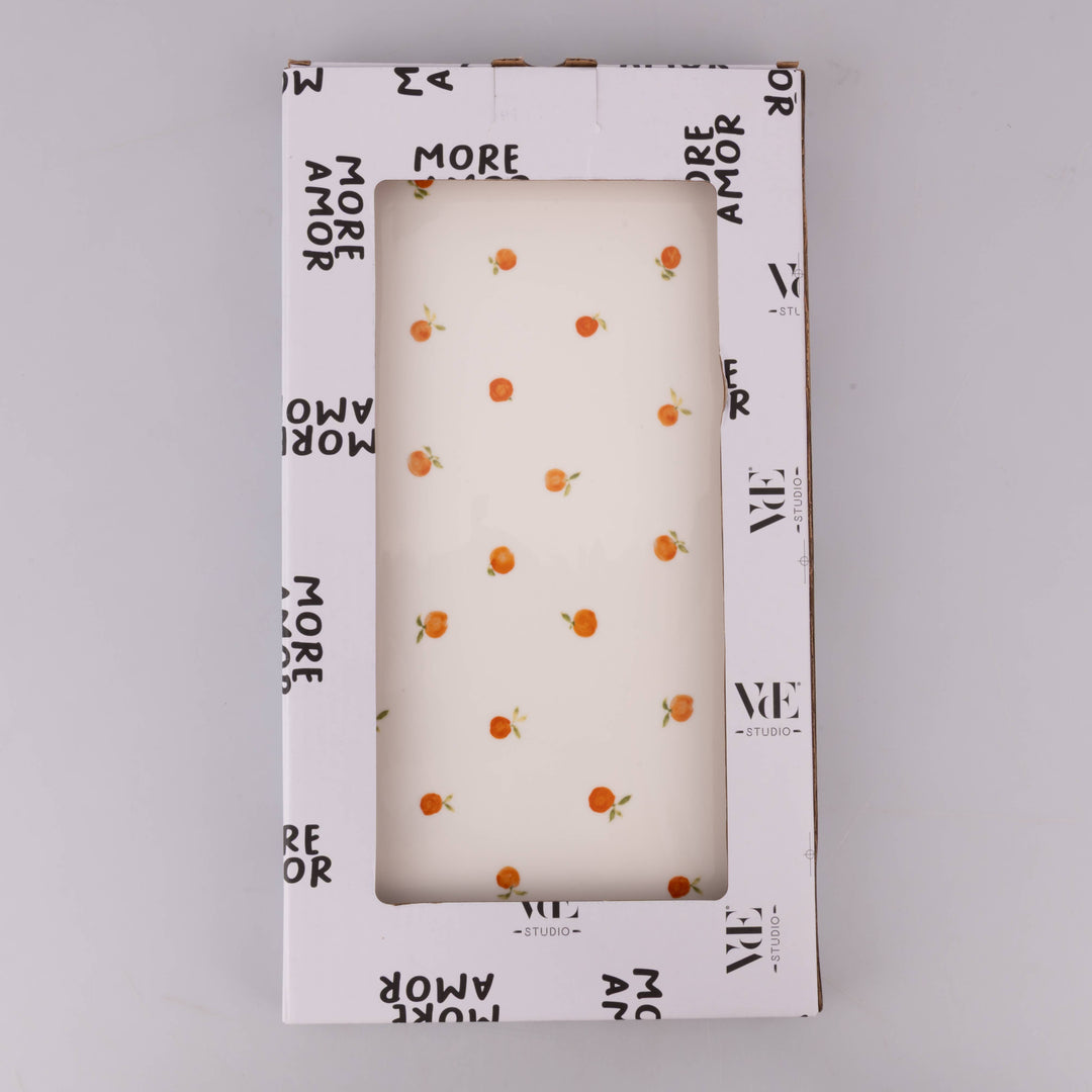 Plato rectangular Fruit Life con decoración de naranjas pqueñas, 31,6 x 16,8 cm