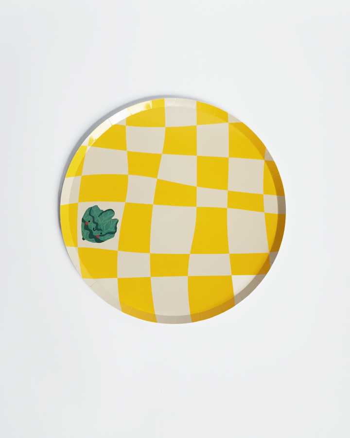 Platos de cartón a cuadros para cena (x12) - Colección Pequeño Chef