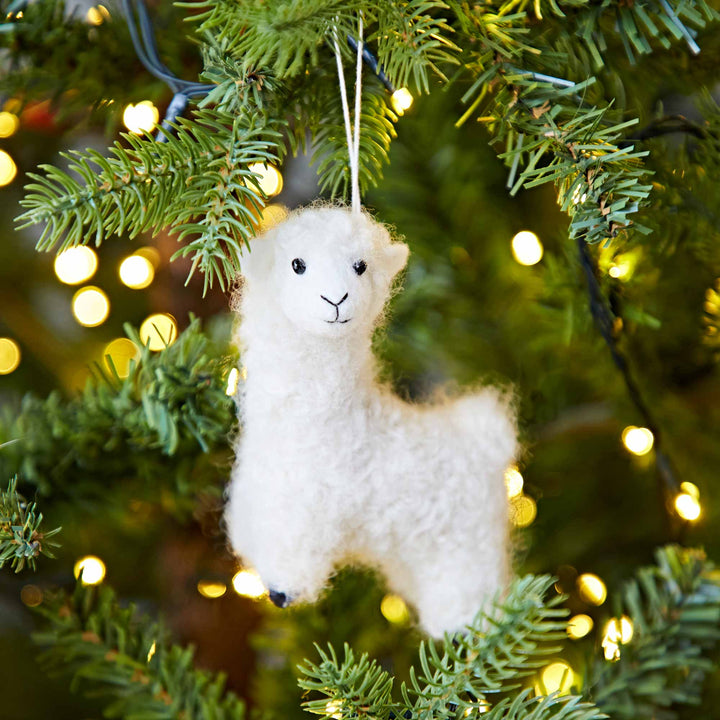 Decoración navideña de fieltro de alpaca