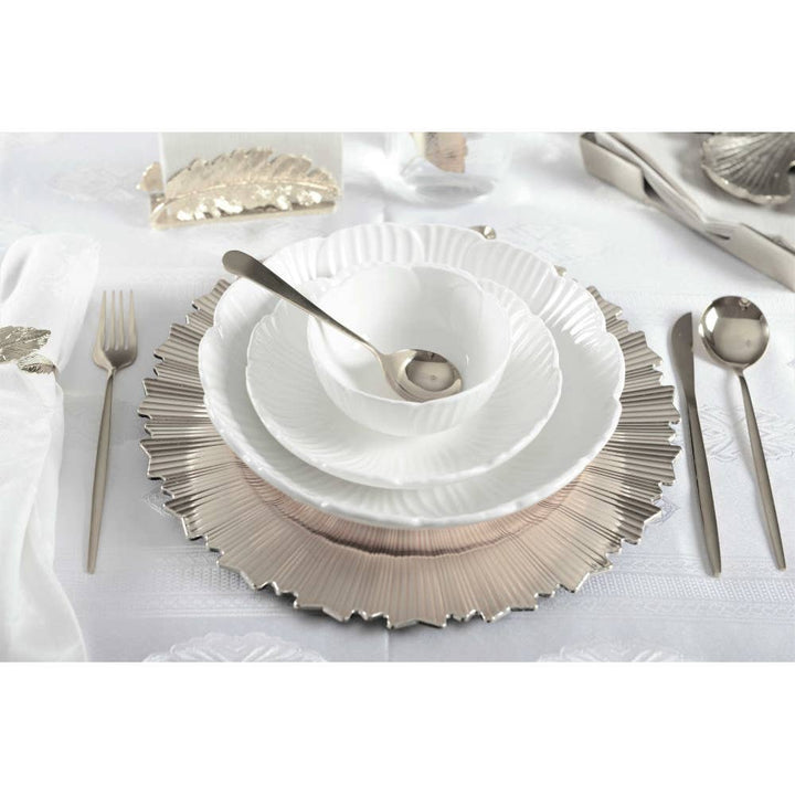Bajo plato de malla de plata brillante 33x33x1cm