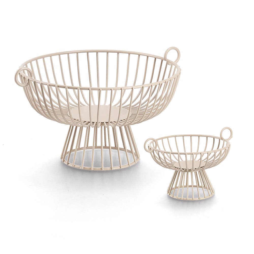 Cesta para frutas de metal beige