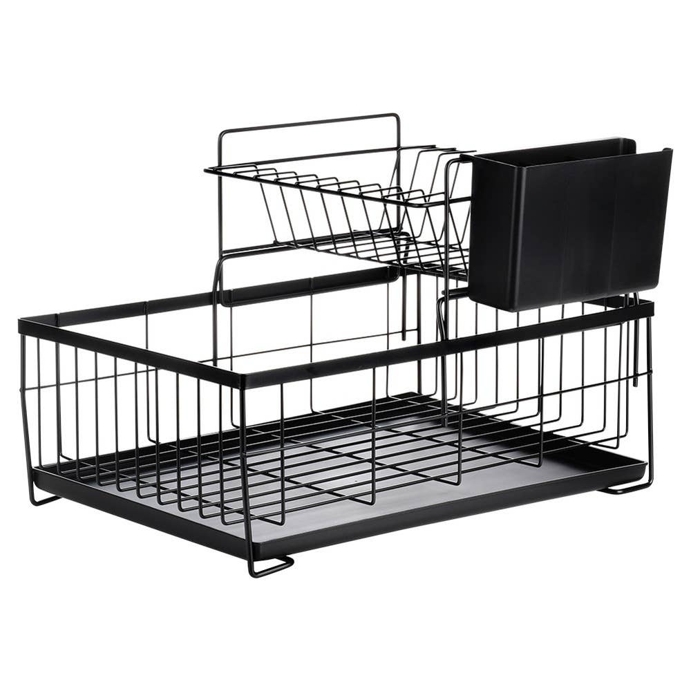 Escurreplatos metálico negro de 2 niveles 42x28x28 cm 229223