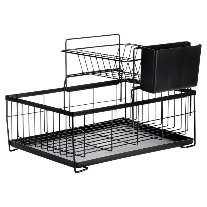 Escurreplatos metálico negro de 2 niveles 42x28x28 cm 229223