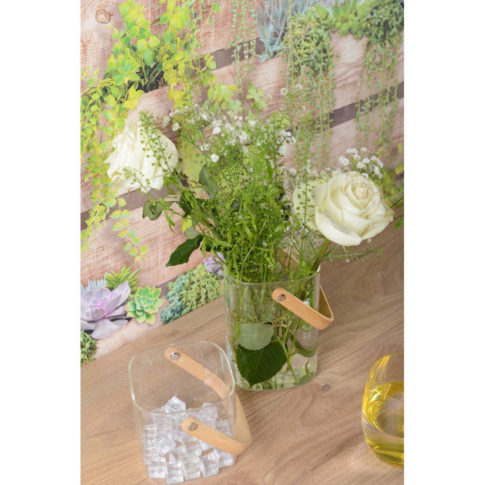 Cubo para hielo con mango de madera 11.5x11x15.5cm