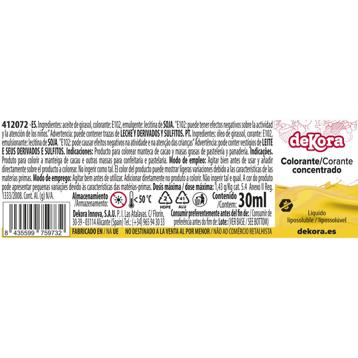 COLORANTE CONCENTRADO AMARILLO LIQ. LIPOSOLUBLE 30ML