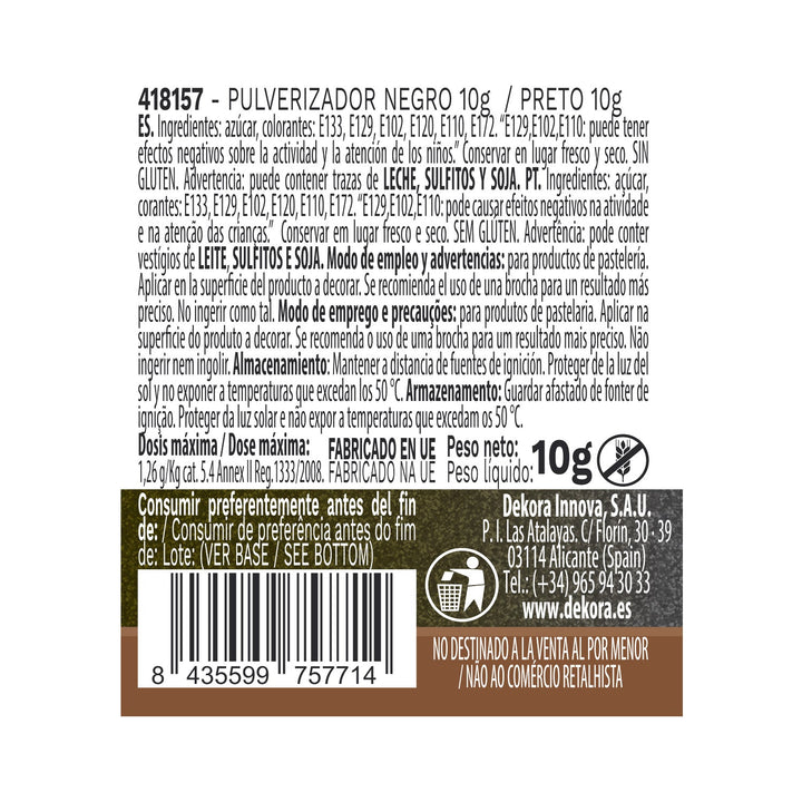 PULVERIZADOR NEGRO EFECTO PERLADO 10GR SIN E171