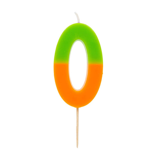 Vela número 0 de cumpleaños de 2 tonos, naranja degradado