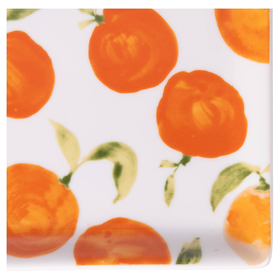 Plato rectangular Fruit Life con decoración de naranjas granes, 31,6 x 16,8 cm