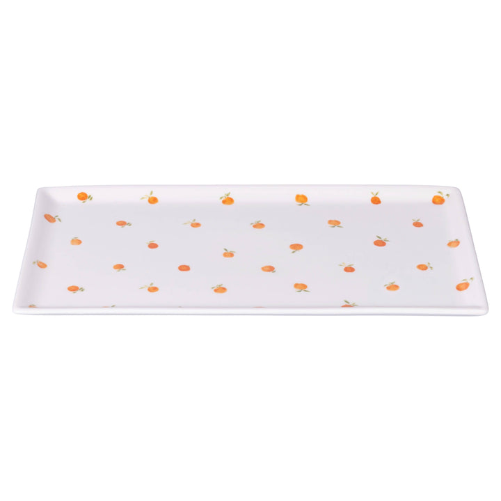 Plato rectangular Fruit Life con decoración de naranjas pqueñas, 31,6 x 16,8 cm