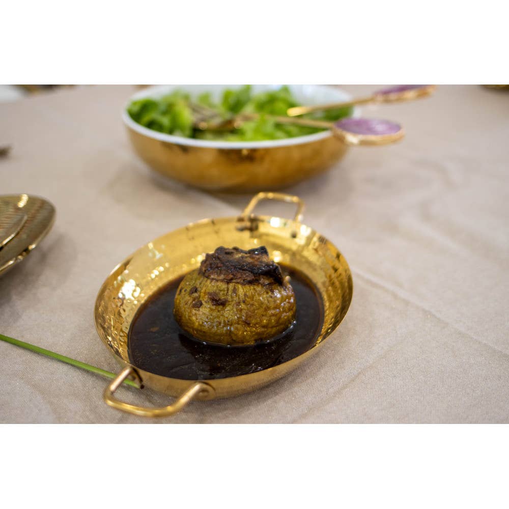 Mini fuente ovalada dorada 25x18.5x4cm