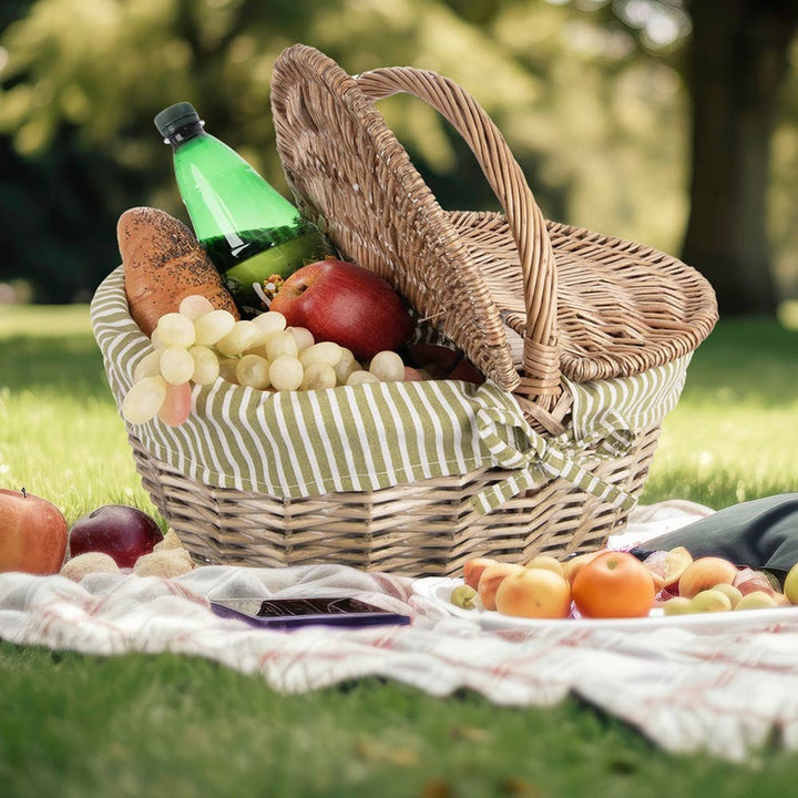 Cesta de picnic de mimbre cerrada 42 x 32 x 35 cm