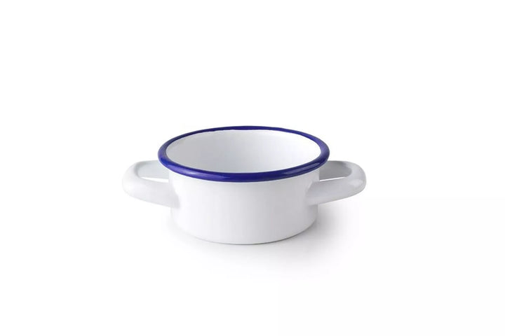 IBILI - Cazuelita Blanca - borde azul - 10 x 5 cm - Estilo Vintage - Artesanal