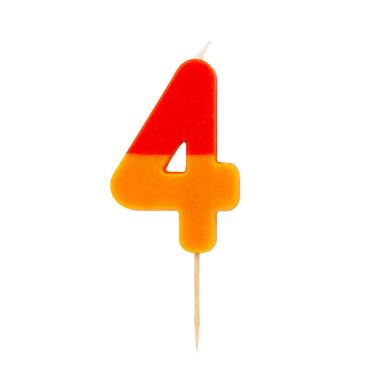 Vela número 4 de cumpleaños de 2 tonos, naranja degradado