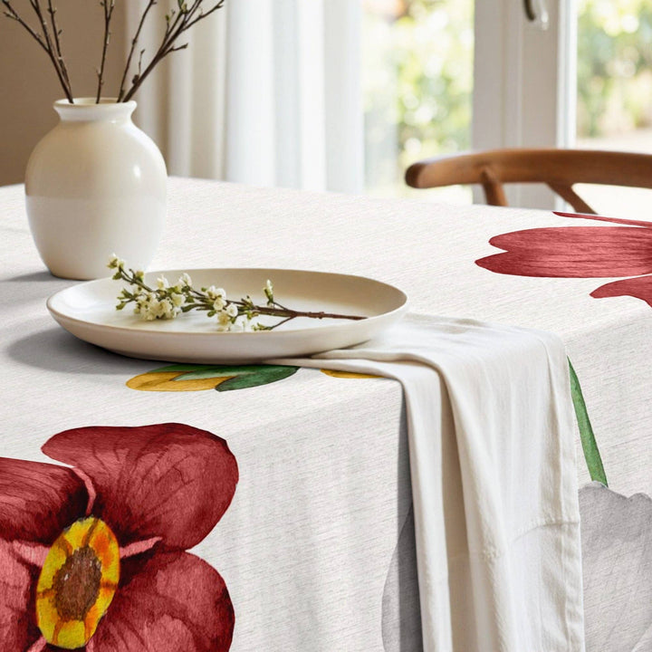 Mantel de tela Big Flowers 2 Rojo 220*155 CM