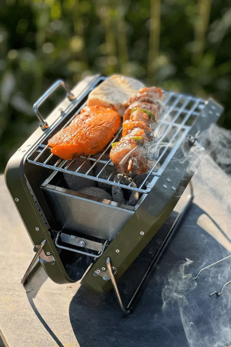 Barbacoa Portátil Plegable de Carbón - Verde Caza