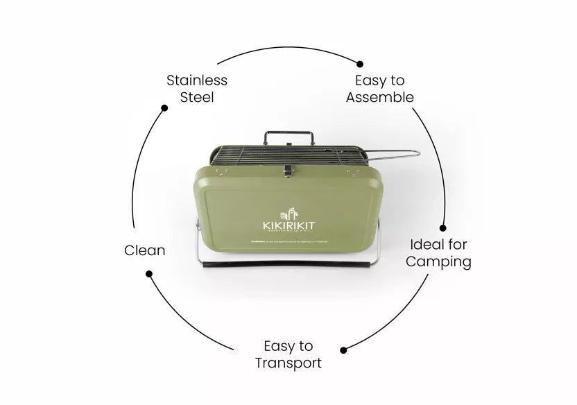 Barbacoa Portátil Plegable de Carbón - Verde Caza