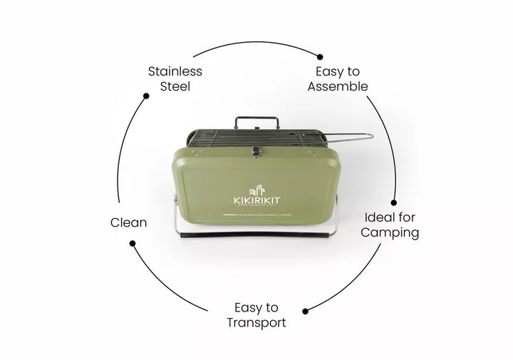 Barbacoa Portátil Plegable de Carbón - Verde Caza