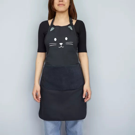 Delantal,Kitty,negro,80 cm,poliéster