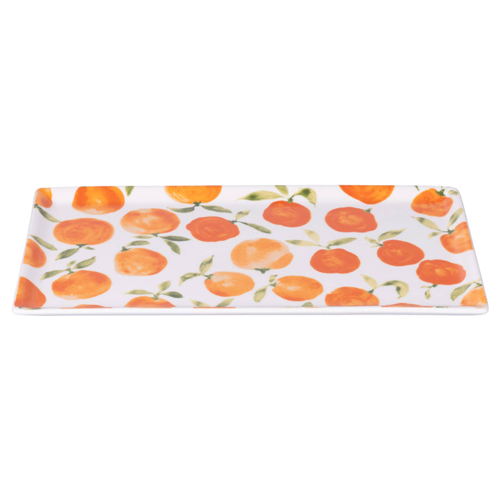 Plato rectangular Fruit Life con decoración de naranjas granes, 31,6 x 16,8 cm