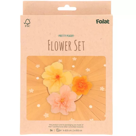 Decoración de fiesta  - Juego de flores - Pretty Peachy - 3 piezas